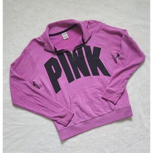 PINK: fuchsia quarter-zip front logo pullover